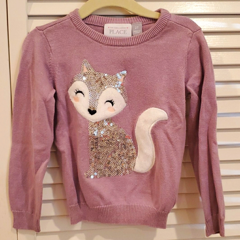Children's Place Fox sequined sweater toddler girl
